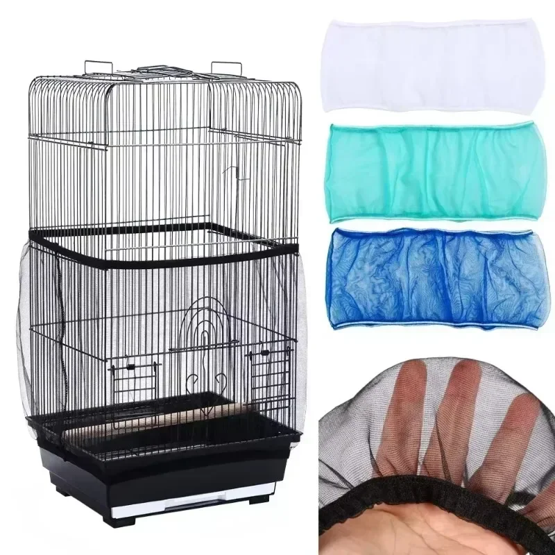 Receptor Seed Guard Nylon Mesh Bird Parrot Cover Soft Easy Cleaning Nylon Airy Fabric Mesh Bird Cage Cover Seed Catcher Guard