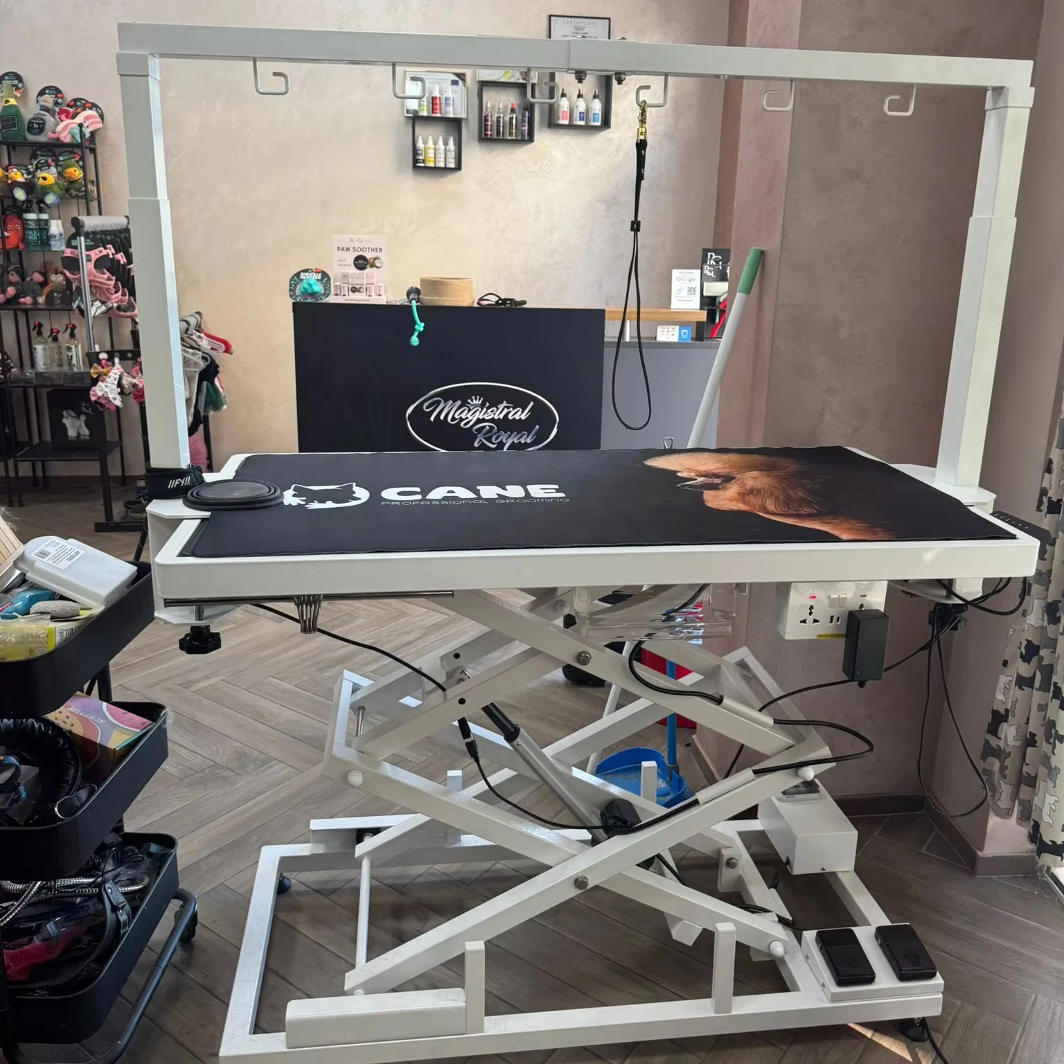 Electric Accordion Pet Table Used In Grooming Shop Salon Pet Lifting Grooming Table