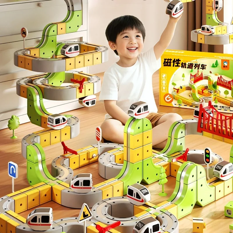 

Набор электрических магнитных дорожек с антигравитационными транспортными средствами, 100 шт., строительные игрушки STEM, креативная игрушка «сделай сам», железная дорога, детский рождественский подарок