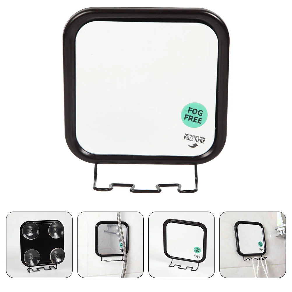

Wall-mounted Makeup Mirror with Hook Vanity Mirrors Bathroom for Hanging Black Glass