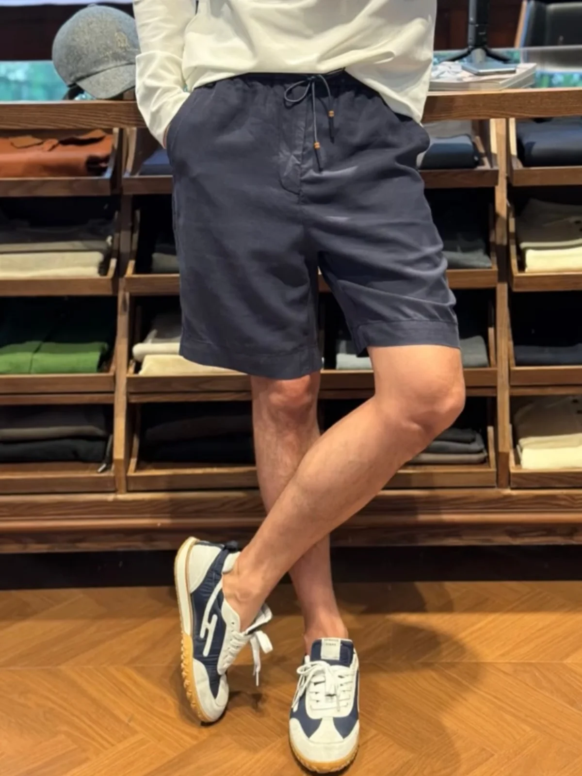 

Summer Thin Linen Casual Shorts Men's Simple Versatile Skin-friendly Breathable Color Five-Quarter Length Pocket Design