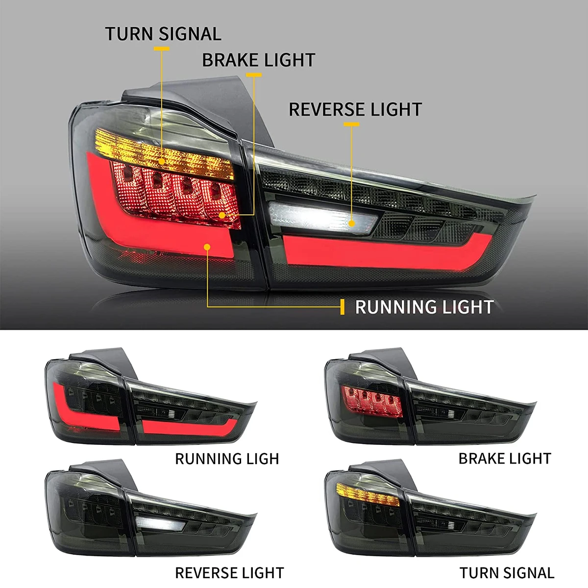 Car Accessories LED Smoked Tail Lights For 2012-2018 Mitsubishi ASX / Out Lander Sports LED Running lights Turn Signal