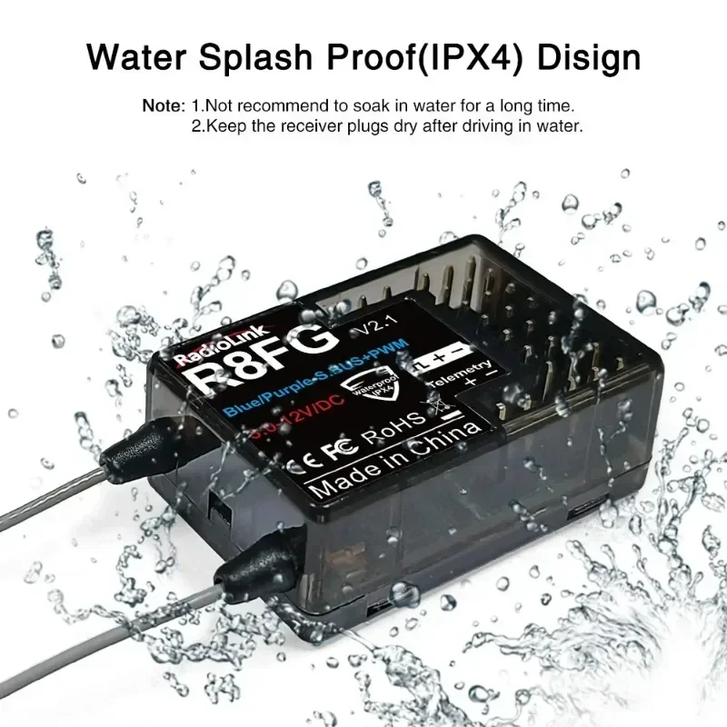 Radiolink R8FG 8 Channle 2.4G Gyro RC Receiver Voltage Return 600 Meters Long Range RX for Car Boat RC8X RC6GS RC4GS T8S T8FB view 4