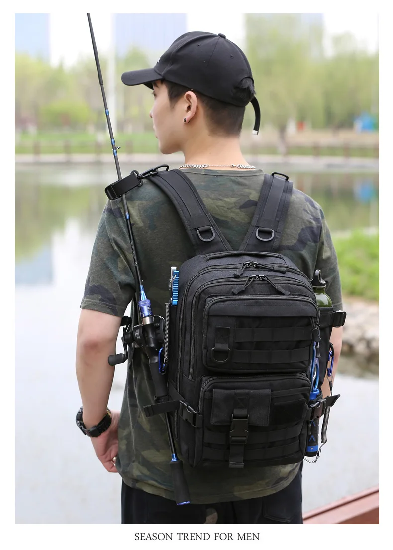 Outdoor Multifunctional Fishing Bag 1000D Nylon LUYA Shoulder Bag Tactical Sports Fishing Equipment Backpacks