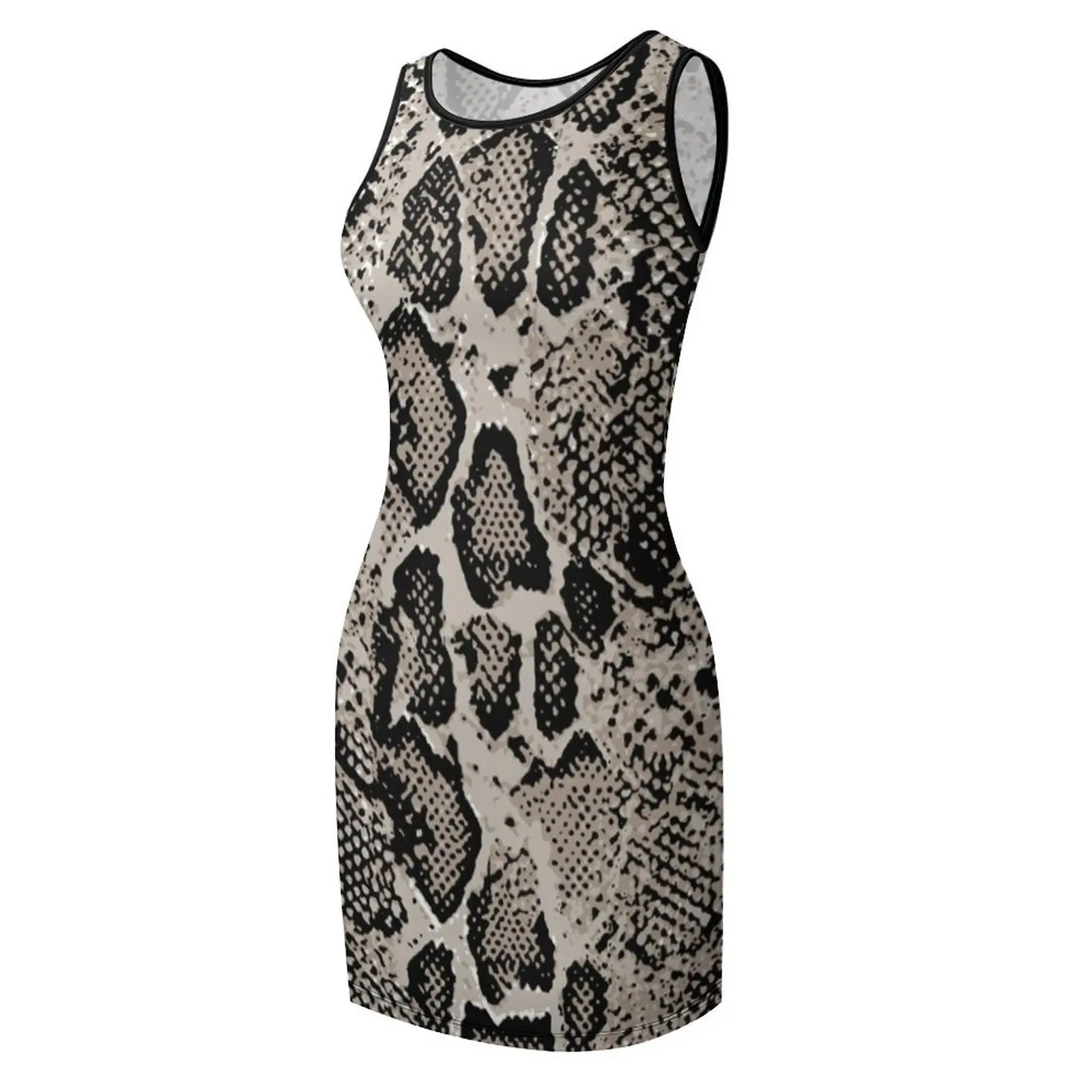 جلد الثعبان، نمط الأفعى فستان الشمس بلا أكمام فساتين الملابس النسائية للنساء 2025 فساتين الصيف للنساء #4