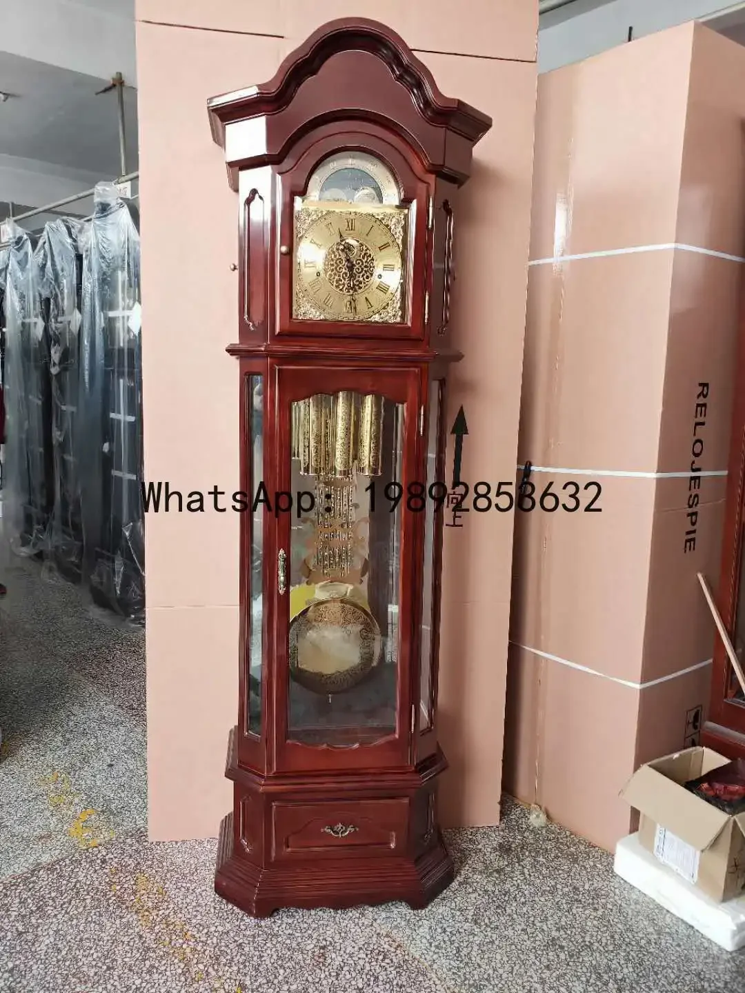 

XL4-1 solid wood mechanical chinoiserieretro living room european floor clock living room pendulum clock