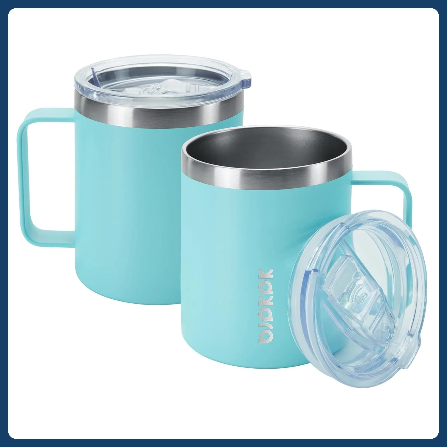 

Insulated Coffee Mug 14oz, Stainless Steel Tumbler with Splash Proof Lid, Turquoise Cup for Travel, Office, Car, Camping