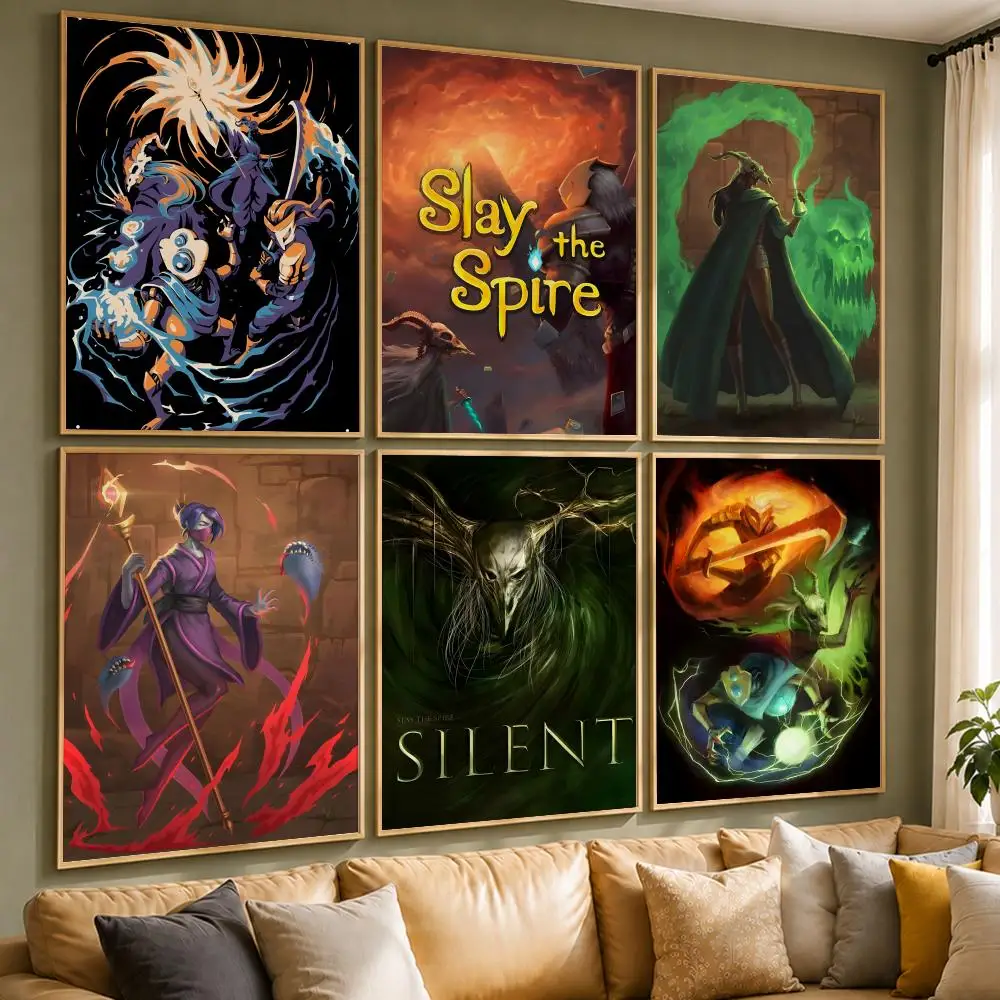 Popular Game S-Slay the SpireS Poster Vintage Retro Anime Poster Stickers Peel and Stick Wall Art Home Decor