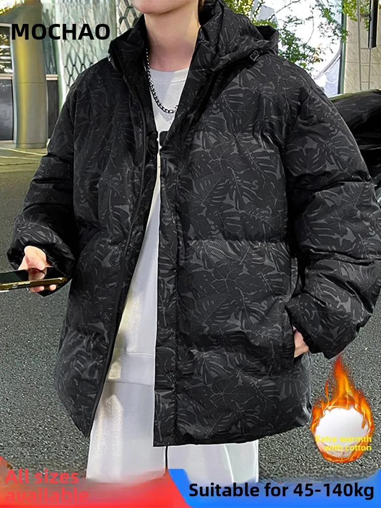 

MoChao зимняя хлопковая куртка большого размера, мужская свободная мода, новая теплая повседневная верхняя одежда с капюшоном и принтом