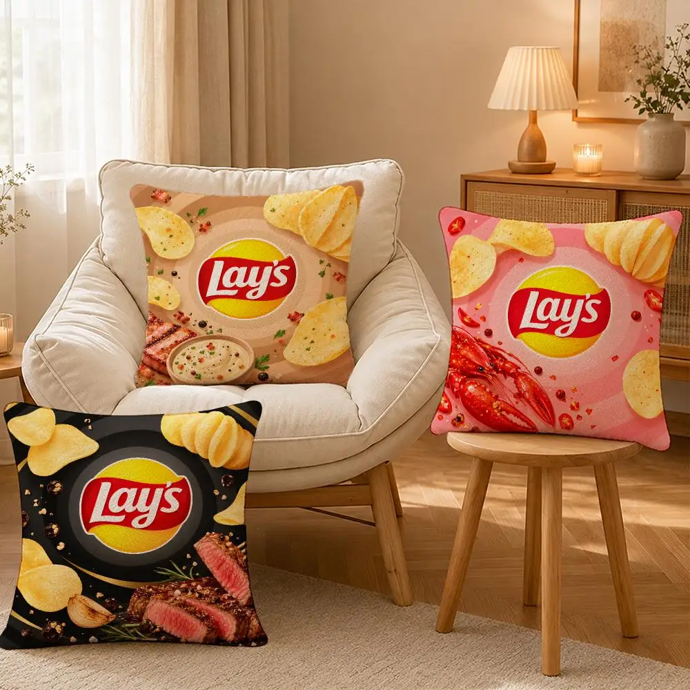 Snack Lays Retro Classic Taste Cushion Cover Personalized Short Plush Soft Bedroom Sofa Home Decor Gift