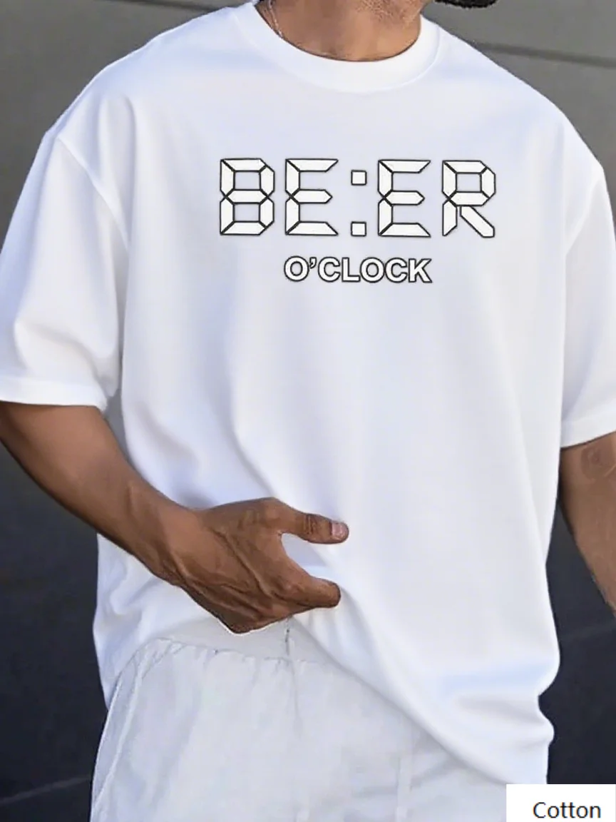 

Мужская хлопковая футболка с принтом пива OClock в цифровом стиле, идеально подходящая для любителей пива, повседневная одежда с принтом, Новое поступление, футболка S-4XL