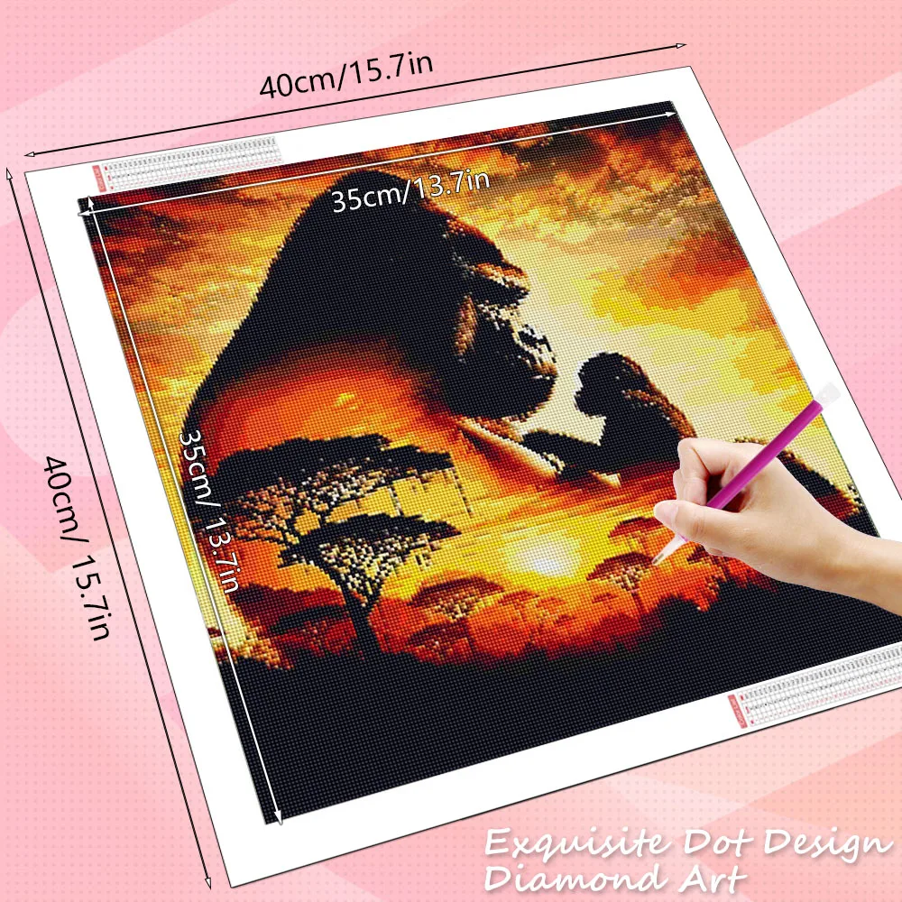 HUACAN Diamond Painting Sunset Elephant Handmade 5D Diy Full Kits Diamond Mosaic Reflection Art Kit Handmade Home Decor