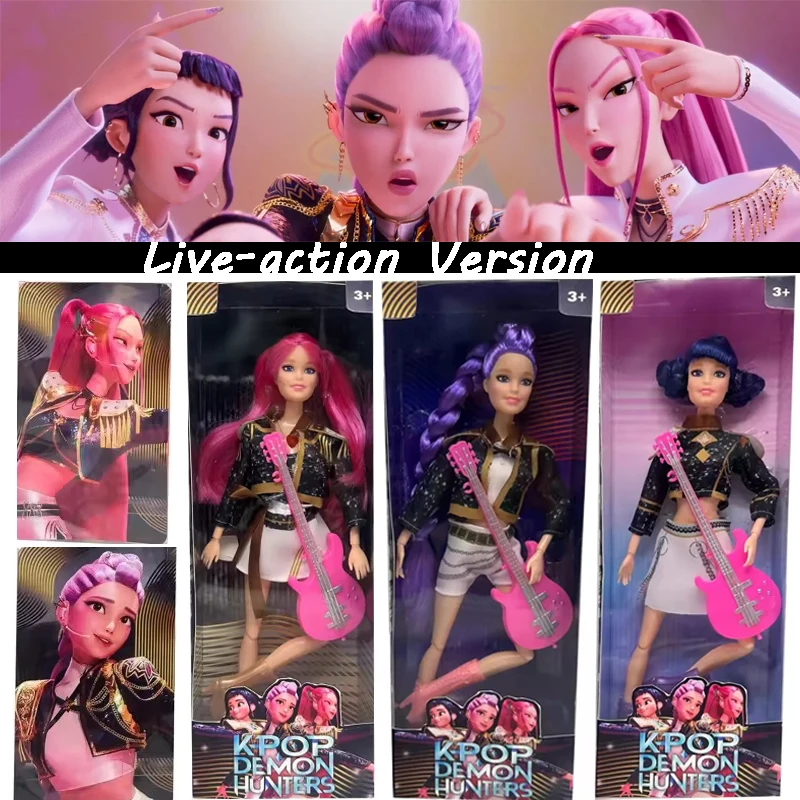 

Фигурка «Охотники на демонов» на 2025 год, черный костюм, Руми Мира Зои, живое действие с песнями разноцветных огней, рождественские подарки для девочек