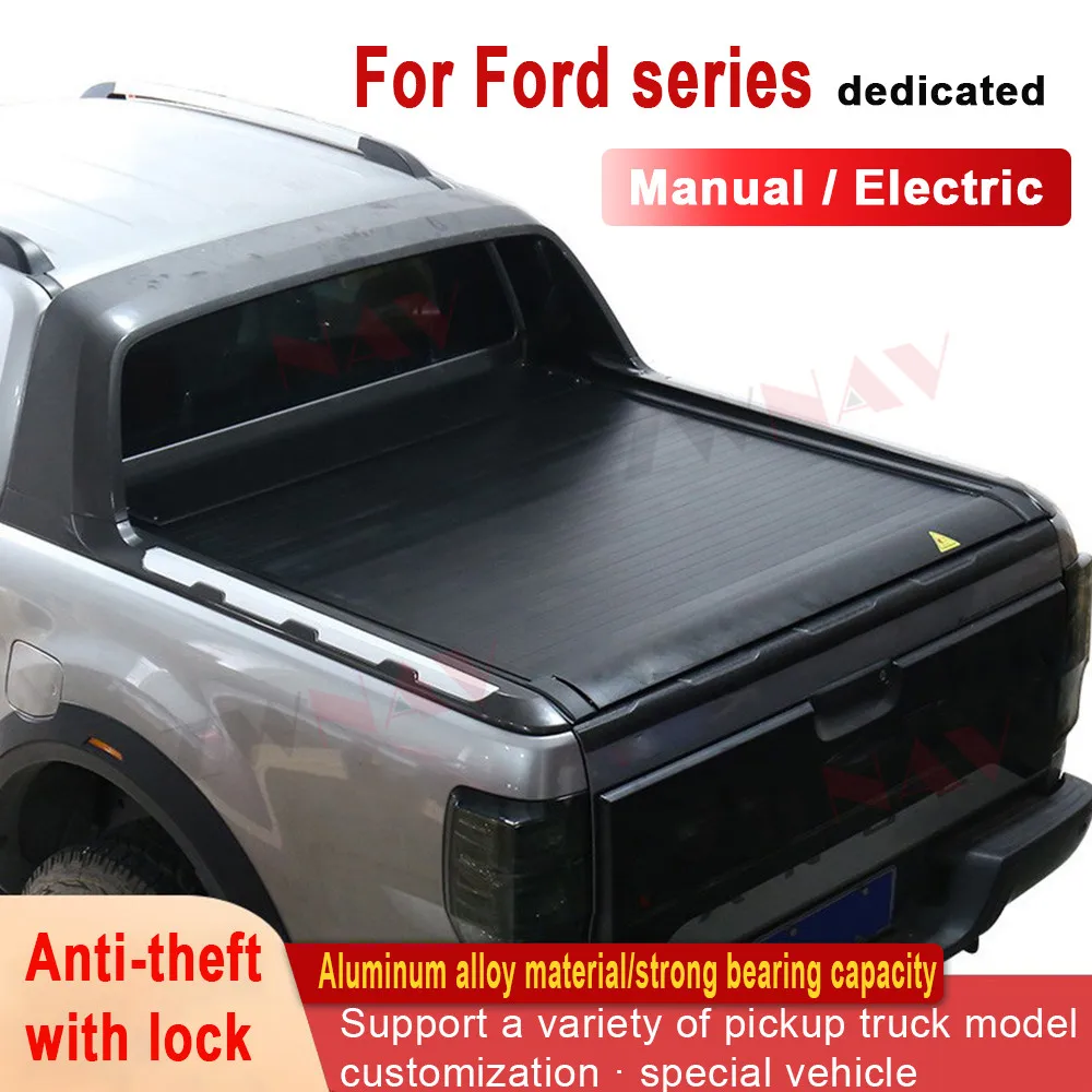 For Ford F150 XLT Wildtrak Pickup Car Truck Cover Roller Shutter Rear Bucket Car Accessory Electric Waterproof Trunk Rain-Proor