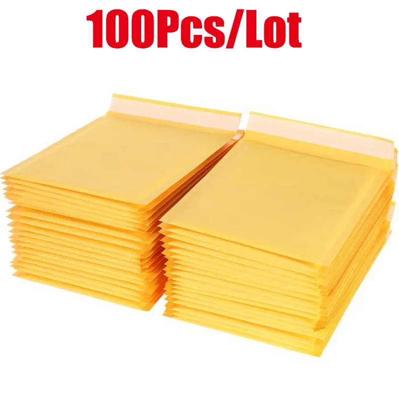 100PCS /Lot Kraft Paper Bubble Envelopes Bags Different Specifications Mailers Shipping Padded Envelope with Bubble Mailing Bag