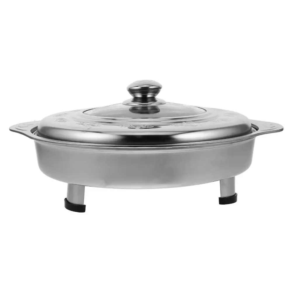 Stainless Steel Buffet Chafing Dish Food Tray Handle Hot Pot Portable Cooking Gear Save Space Silver Serving Dishes Container