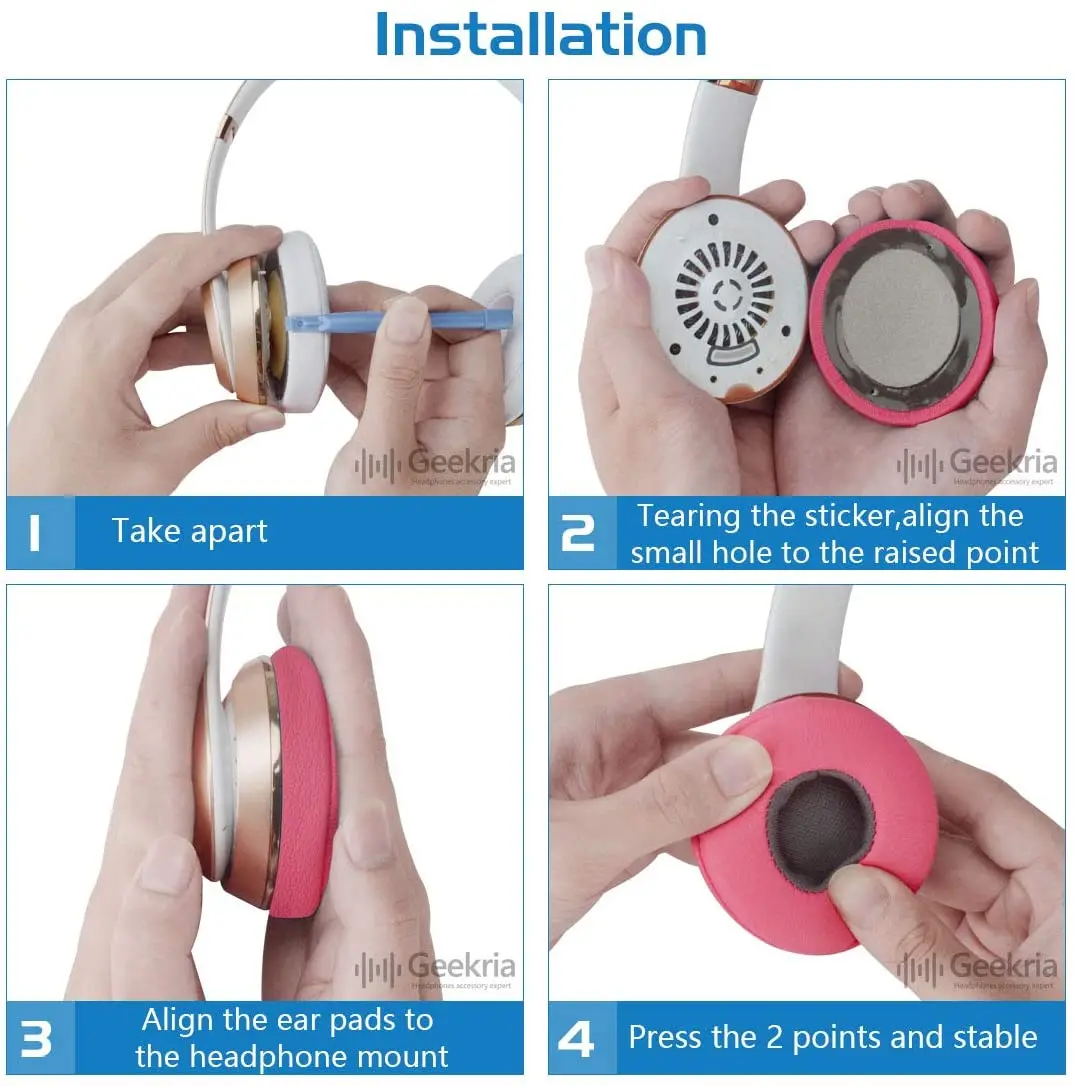 Geekria auricolari per Beats Solo 2 Wireless Solo2.0 Wireless (B0534) cuffie di ricambio cuscinetti per le orecchie in pelle proteica cuscino di copertura