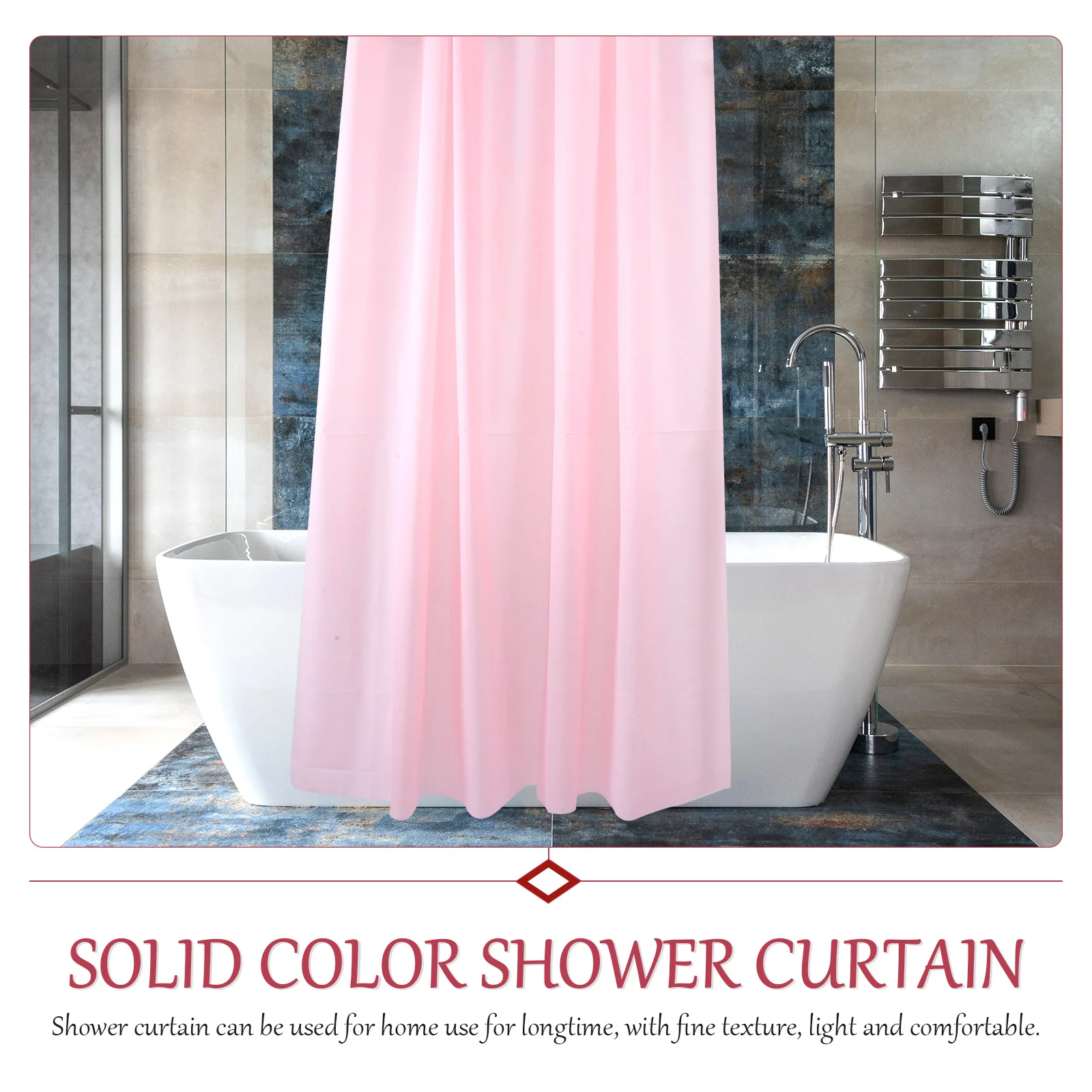 

Solid Color Peva Waterproof Bath Shower Curtain Thickened Curtain with Hooks Bathroom Decoration Home Longlasting Use
