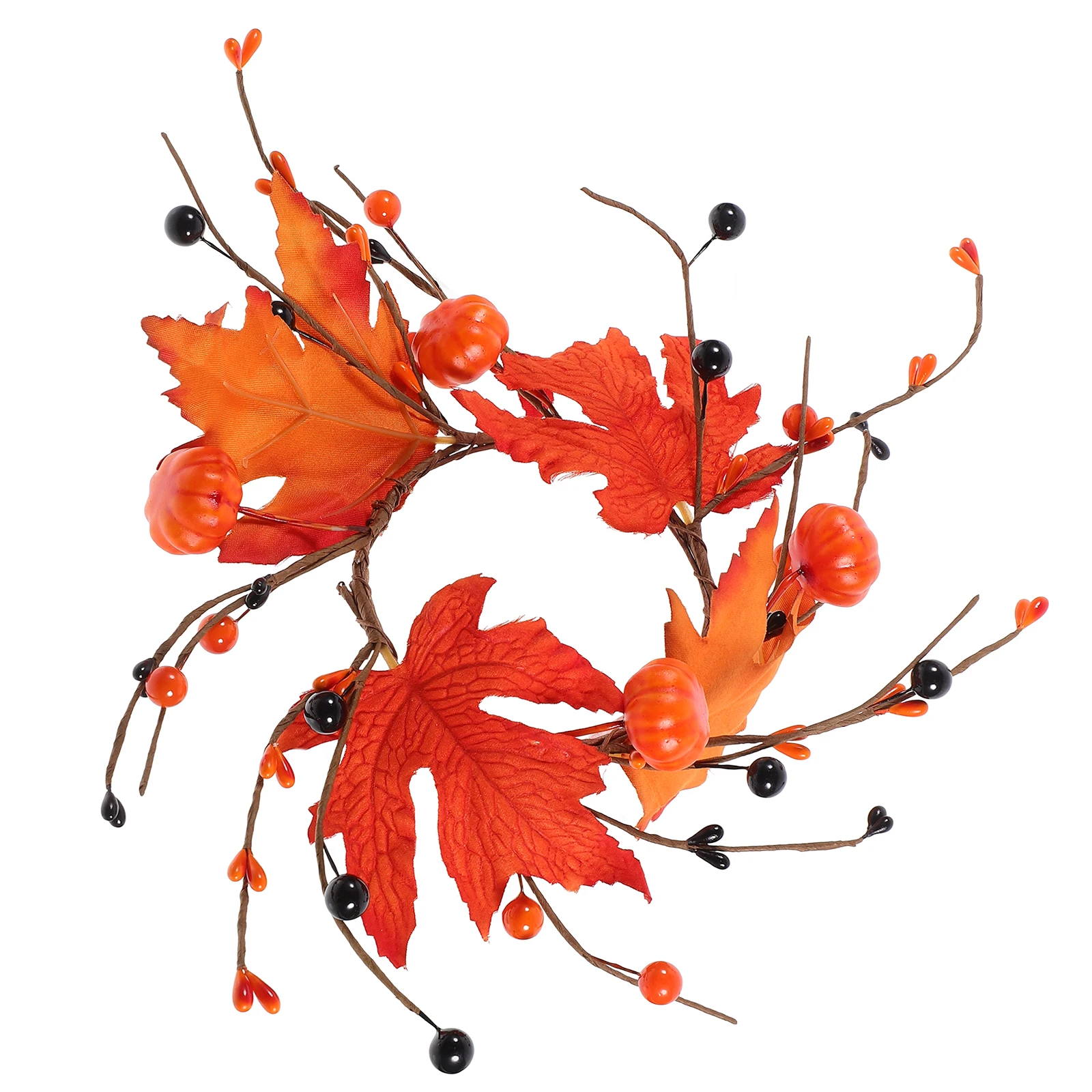 

Fall Ring Wreath Artificial Maple Leaf Berry Decor Thanksgiving Wreath Halloween Party Home Decoration