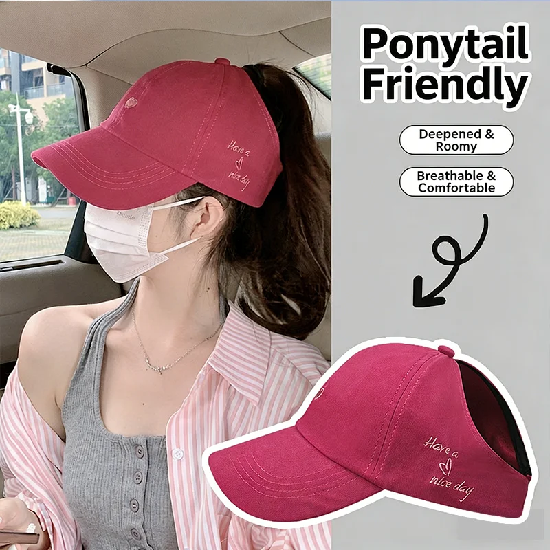 Ponytail-Baseballkappe, atmungsaktiv, UV-beständig, für Damen, Outdoor, Reisen, leerer Oberteil, Schirmmütze, verstellbar, zum Laufen, Wandern, Strand, Visierhut