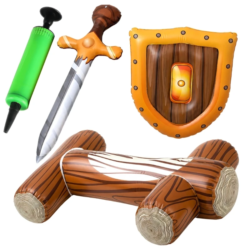 Y4UD PVC Inflatable Water Play Toy Set for Adults, Battle Theme Design Pool Float with 3 Floating Toy for Poolside Leisure,