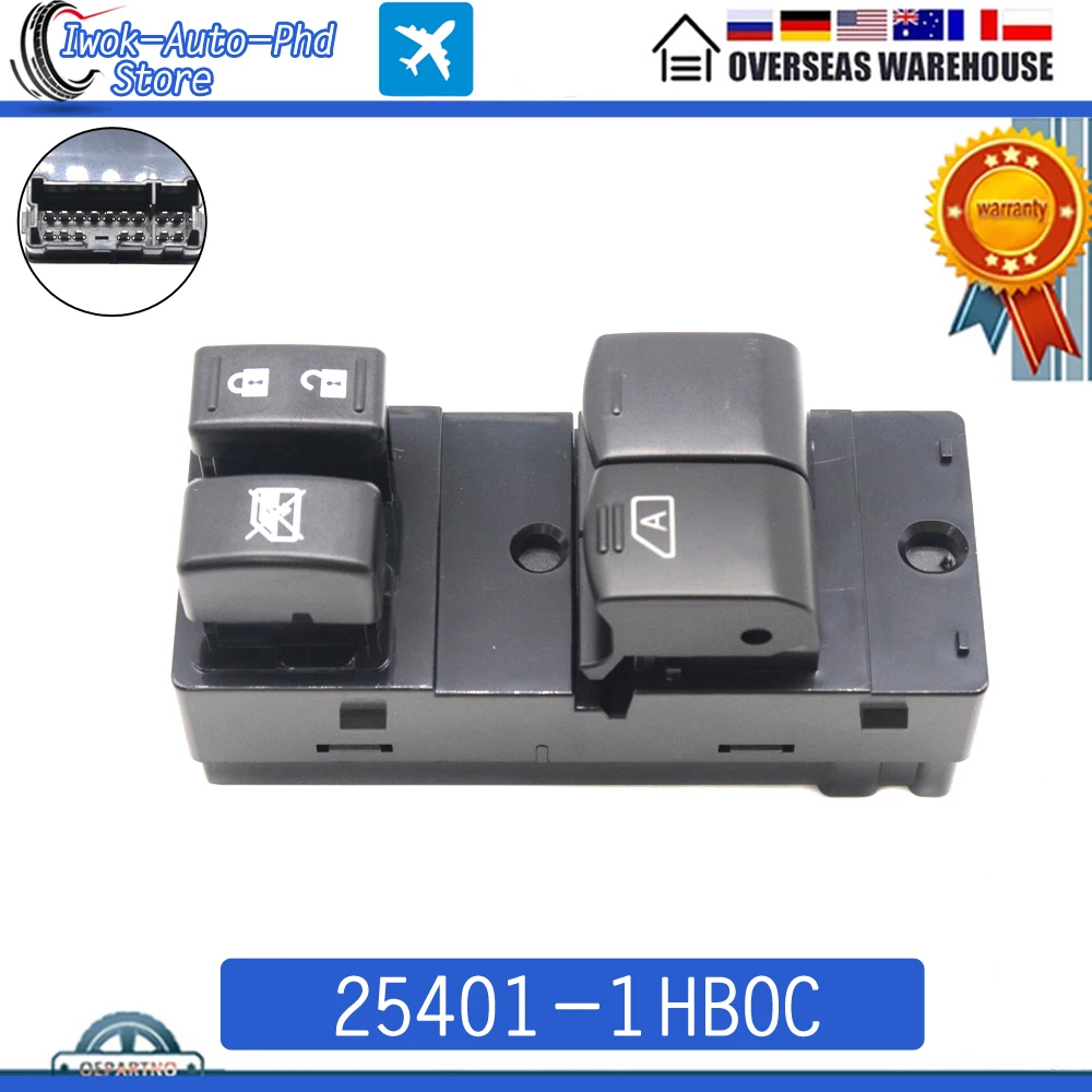 25401-1HB0C Left Driver Power Window Switch For NISSAN SUNNY VERSA 2012 NOTE 2014-2016 MICRA K13 2010-2018 25401-3BB0C