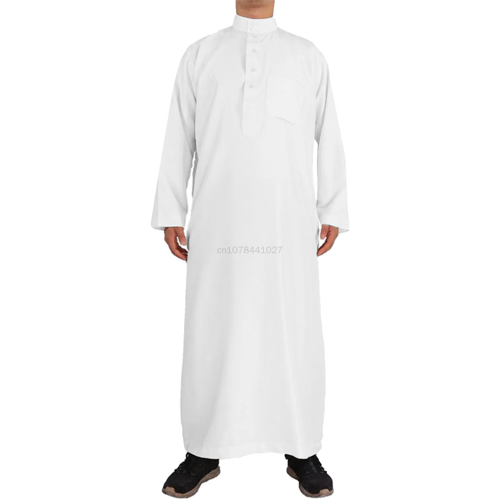 Muslim Fashion Muslim Middle East Men Long Sleeve Arab Crew Neck Islamic Solid Color Kaftan Maxi Dubai Long Jubba Thobe Abaya