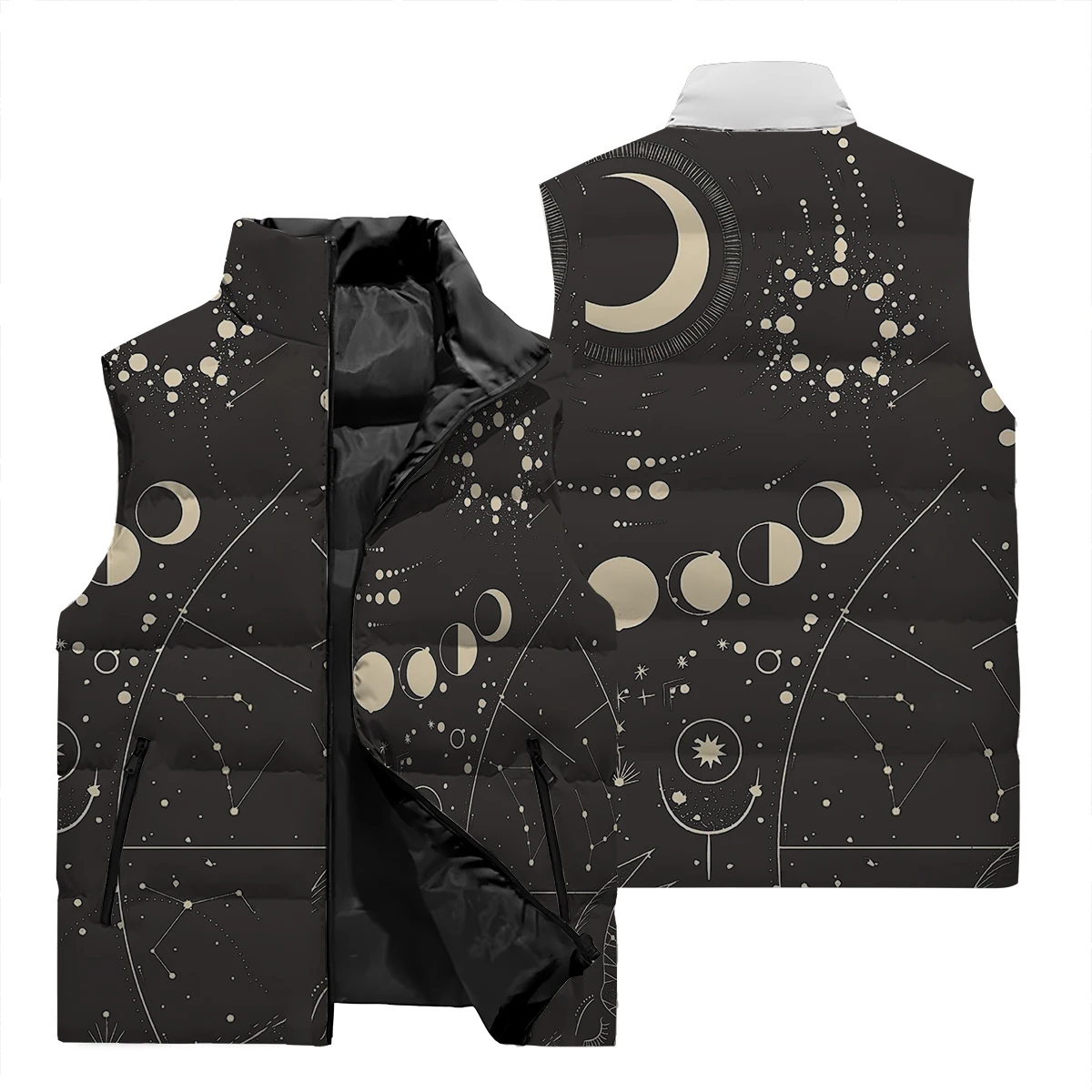 2024 Winter Clothing Vest Warm Sleeveless Jacket Casual Printed Vest Winter Windproof Jacket Men's Clothing Men's Coat