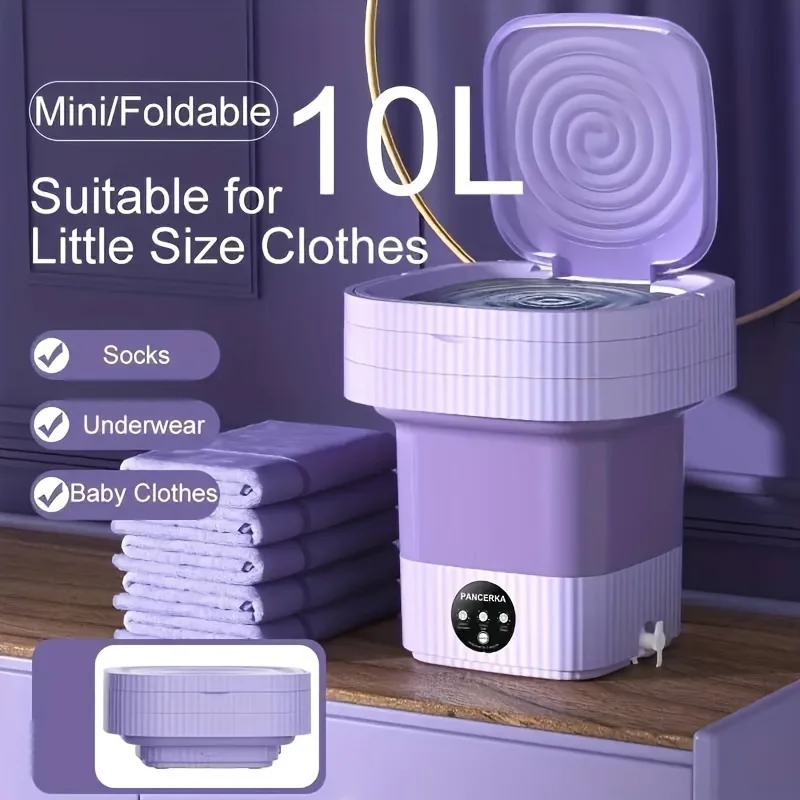 10L Portable Small Foldable Washing Machine with Spin Dryer For Socks Underwear Panties Washer Household Mini Washing Machine