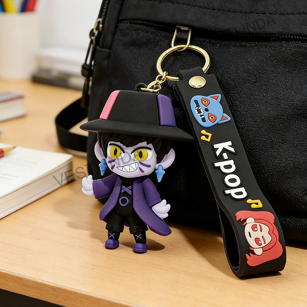 Hot-selling KPop Demon Hunter Series Keychain 3D Stereo Doll Soft Rubber Doll Key Ring Anime Peripheral Toys Car Key Decoration view 4