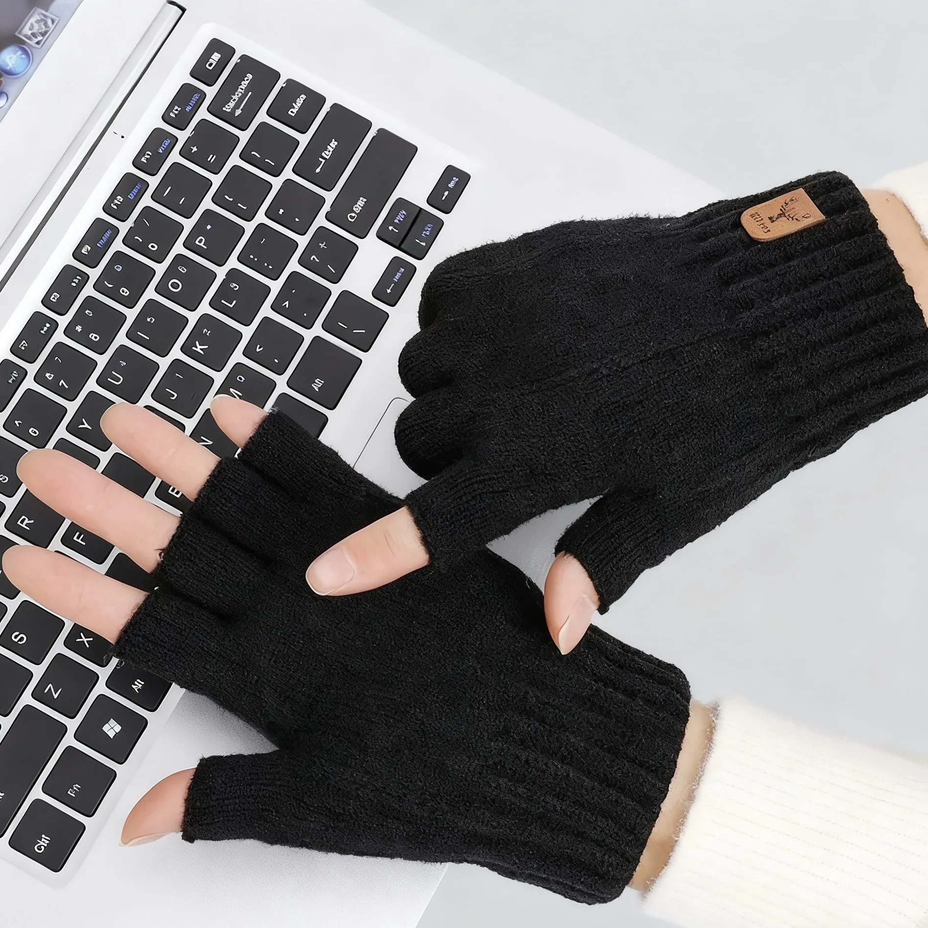 1/2/3組入り 冬用 指なし手袋 厚手で暖かい 伸縮性のあ - Fingerless Glove Knit のレビューと価格