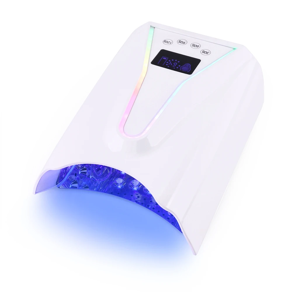 Lámpara LED recargable al por mayor para uñas profesionales, secador de lámpara de uñas sensorial de 96w, máquina de uñas LED UV