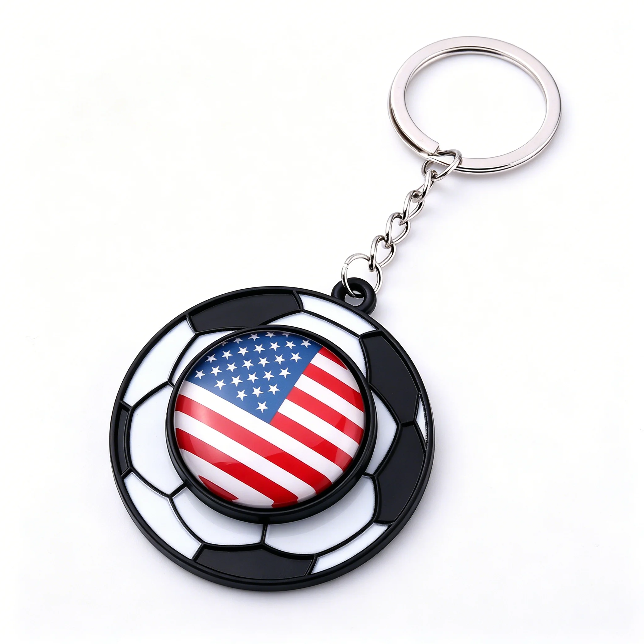 

Rotatable American Flag Football Keychain 2026 North America Soccer Match Souvenir Mexican Fan Gift Bag Pendant Car Orname
