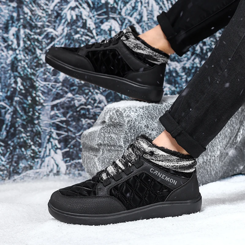 Botas de invierno para hombre, impermeables, con forro de felpa, ideales para parejas, para usar en la nieve, antideslizantes, para senderismo, botas de trabajo para hombre, botas de caña alta.
