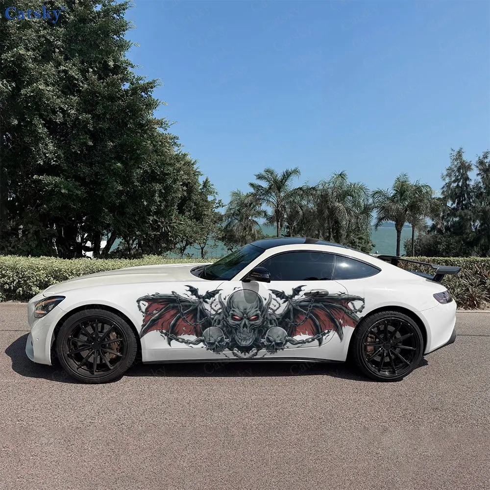 2pcs Dark Vampire Skeleton Car Sticker Full Body Decal Decoration Scratches Protect Car Sticker Waterproof Car Vinyl Wraps