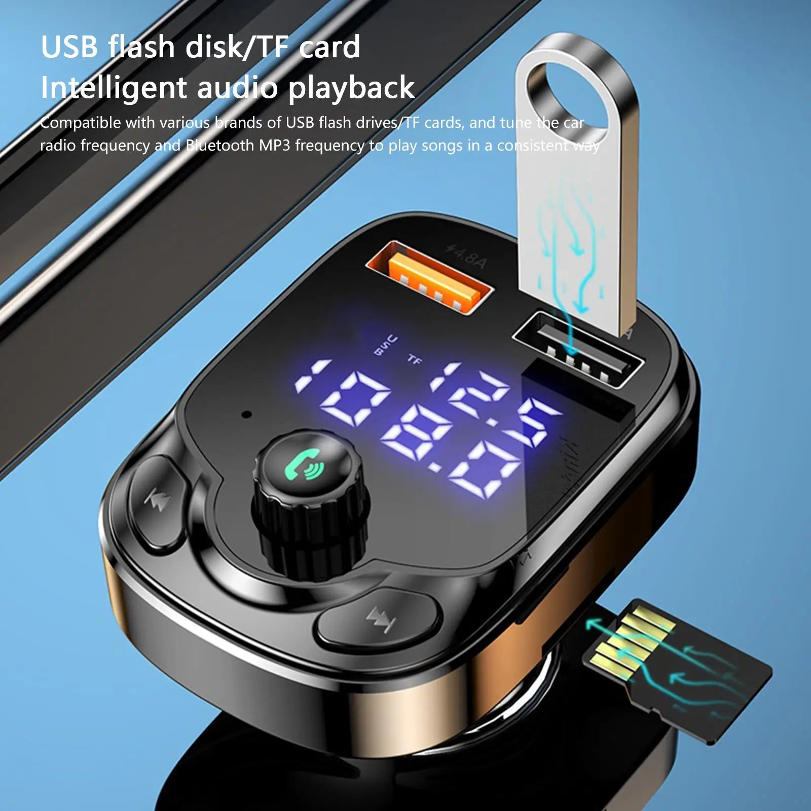 Car charger FM Transmitter Bluetooth 4.8A QC PD Type-C FM Modulator Car Radio Kit MP3 Player Handsfree