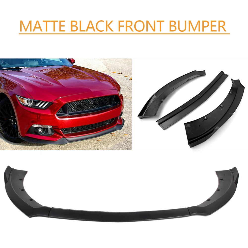 

Matte Black ABS Car Front Bumper Lip Spoiler Body Kit Exterior Moulding Trim For Ford Mustang 2015 2016 2017