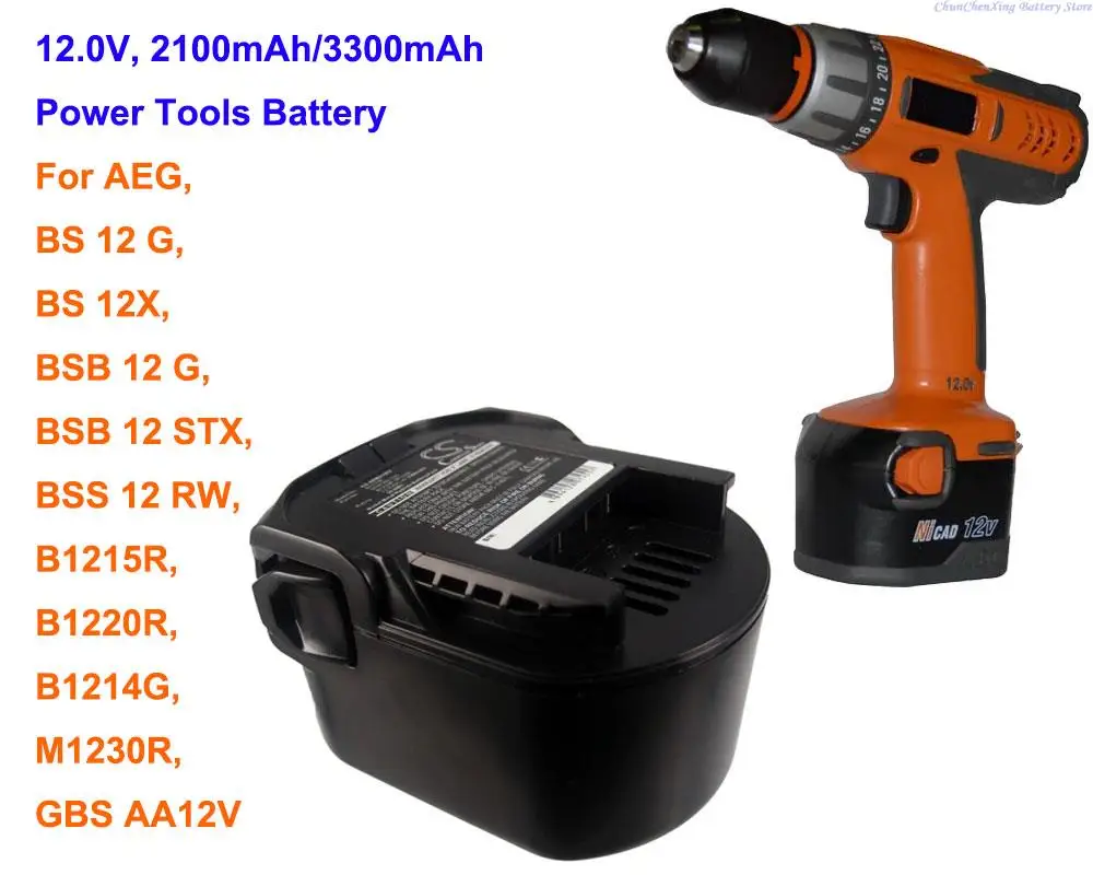 

2100mAh/3300mAh Power Tools Battery for AEG BS 12 G,BS 12X,BSB 12 G,BSB 12 STX,BSS 12 RW,B1215R,B1220R,B1214G,AA12V