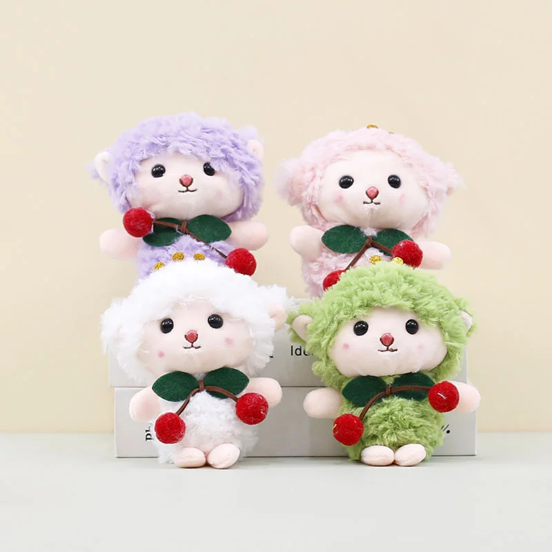 Cute Cherry Lamb Doll Keychains For Bag Pendant Cute Small Sheep Plush Keychain Funny Lamb Plush Toy Pendant Keyring