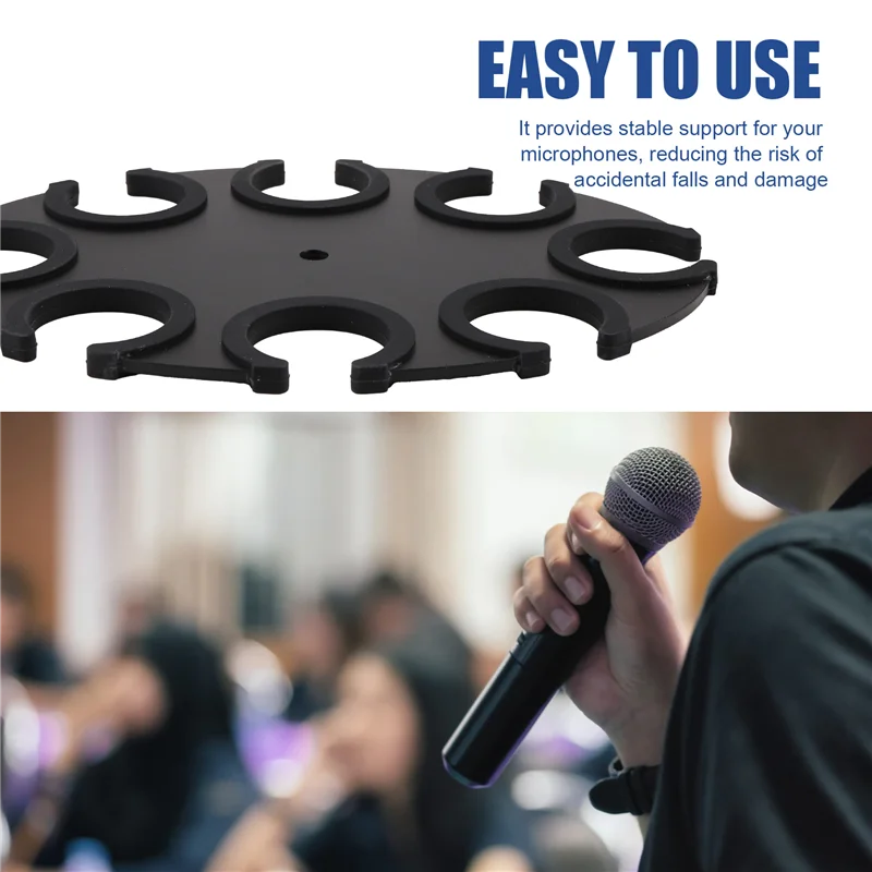 B24B Microphone Holder, Multi Mic Holder For Wired And Wireless Mics, Multiple Microphone Organizer And Display For Mic Stand
