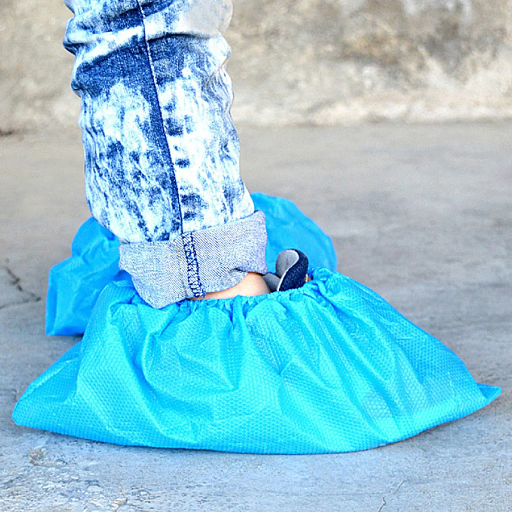 100Pcs Kids Disposable Waterproof Boot Covers Shoe Covers Non-Slip Blue Small 1-4 Years Indoor Outdoor Shoes Kids Shoes Cover