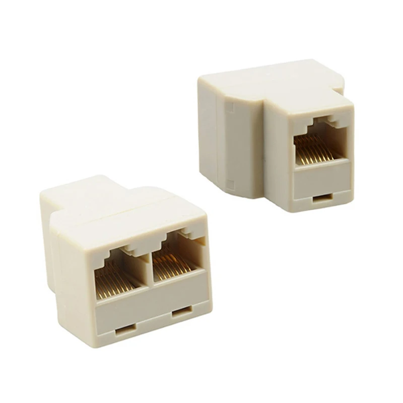 1 to 2 RJ45 Splitter Dual Female Ethernet LAN Connector CAT5/6 Network Cable Adapter