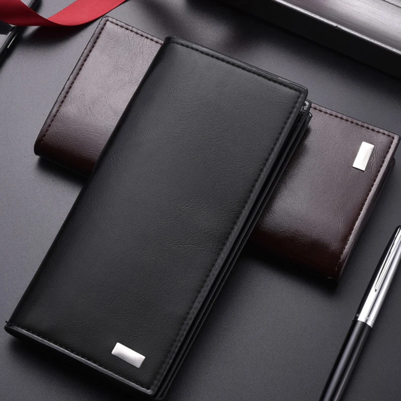 Men Long Wallets Section Fashion Simple Coin Bag High Capacity ID Card Holder Purse Clutch With Zipper Mobile Phone Bags