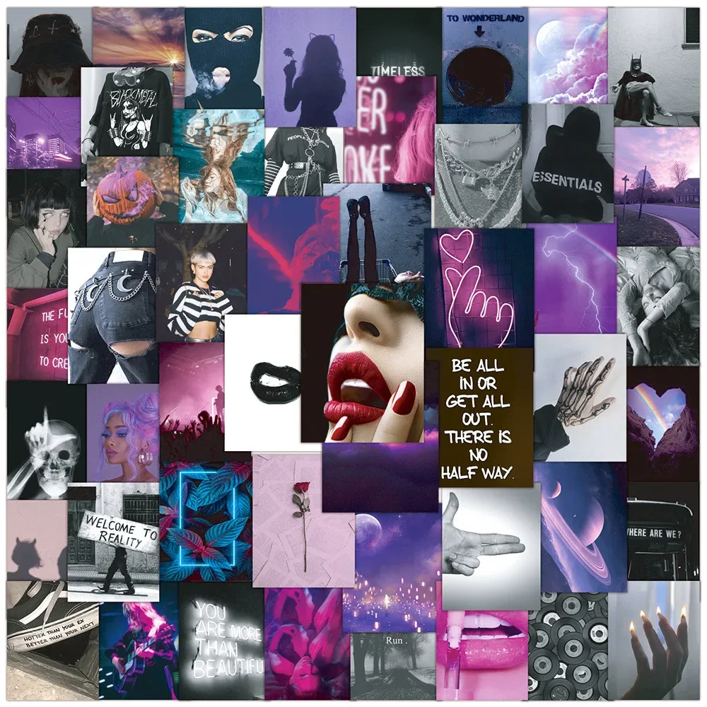 

50 Pcs Purple & Black Poster Stickers - Unique Creative Waterproof Decor for Luggage, Phone Cases & Water Cups AnimeWorlds Store