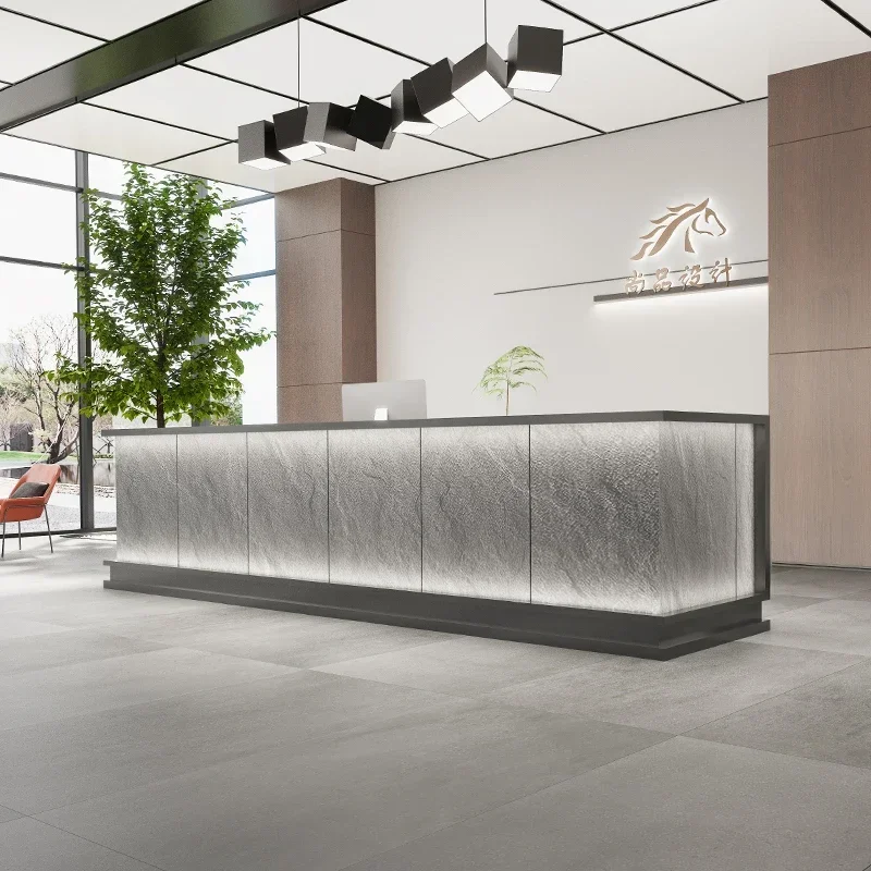 

Reception Bank Hairdressing Furniture Barber Shop Salon Counter Entrances Tables Receptionist Front Desk Luxurious Office Modern