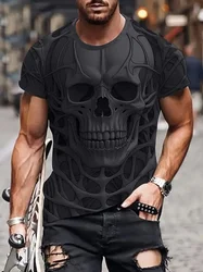 Men's T-shirt Skull Head 3D Digital Print Men's Novelty Short Sleeve Crew Neck Tees Summer Halloween Party Outdoor Fitness Tops