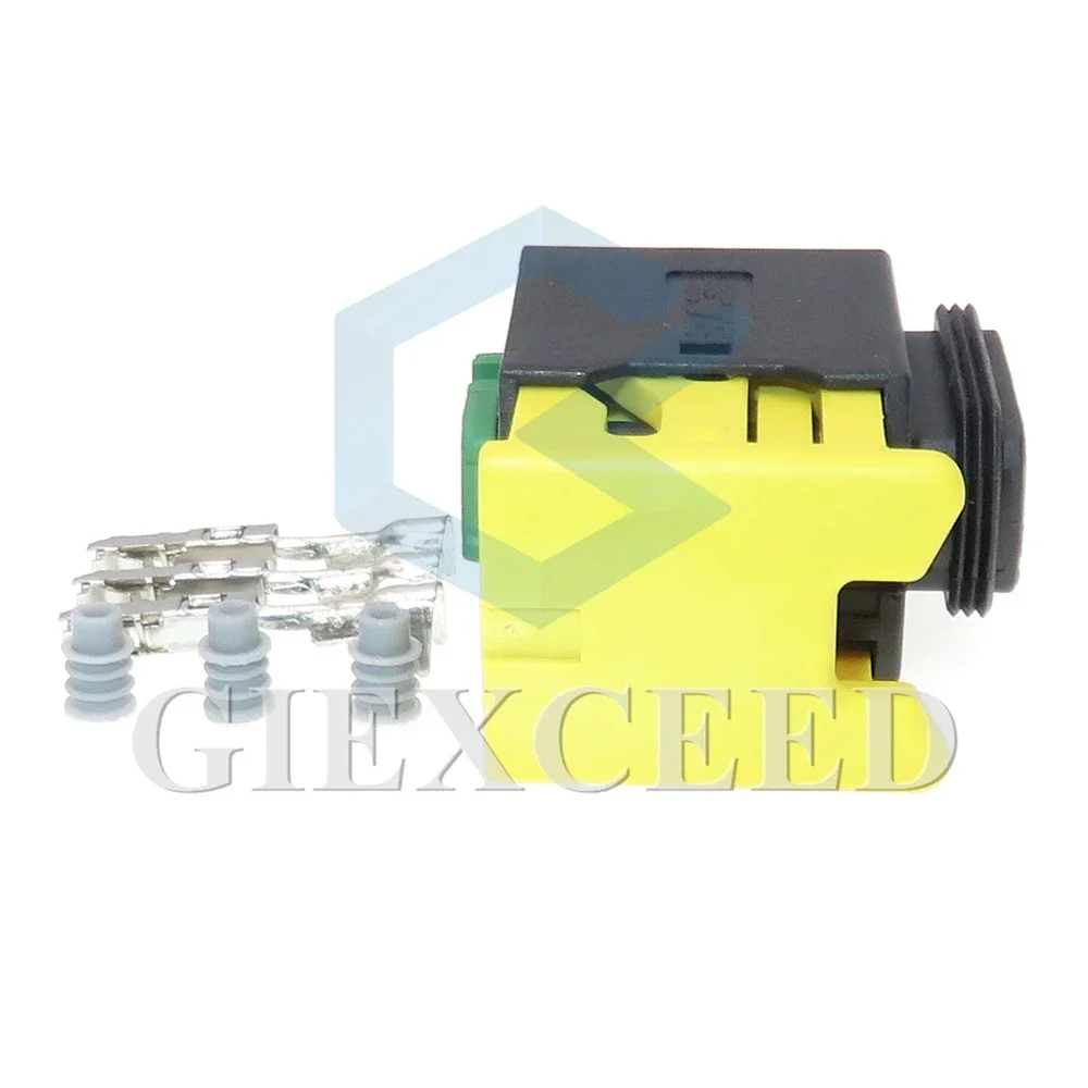 2 Sets 3 Pin 1.5 Series AC Assembly High Temperature Resistance Connector 3-1418448-1 Green New Energy Wire Cable Socket