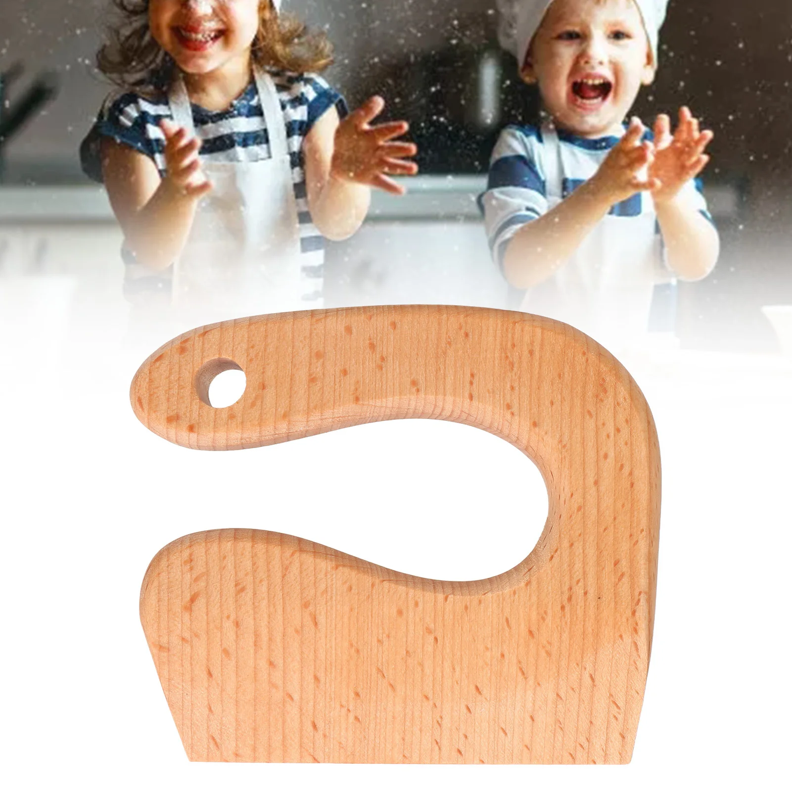 ZK30 Drewniany Nóż do Warzyw i Owoców dla Dzieci, Bezpieczna Zabawka Montessori, Narzędzia Kuchenne dla Maluchów, Okrągły Uchwyt