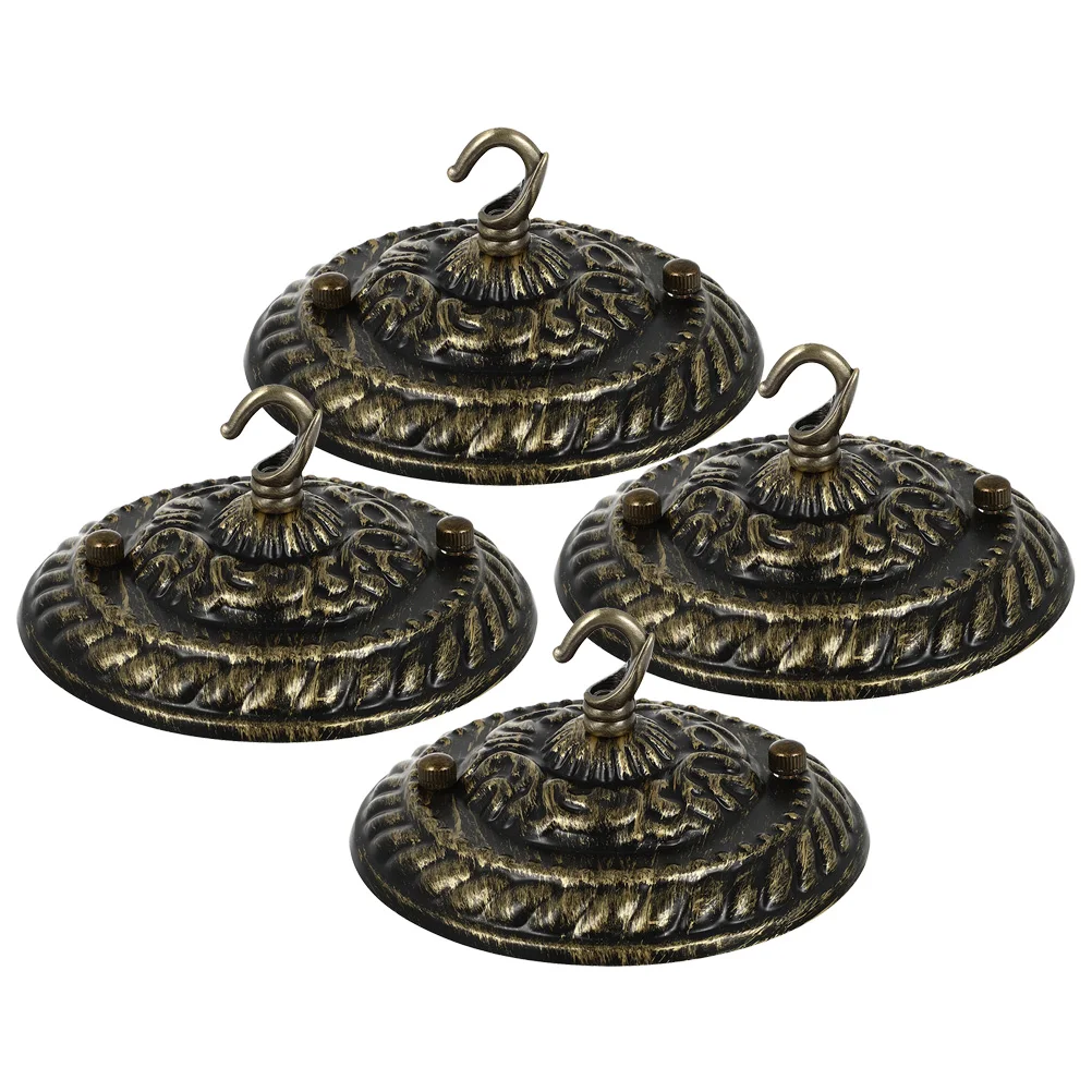 

4 Pcs Retro Ceiling Lighting Pendant Vintage Plate Decorative Canopy Hanging with Hook Steel