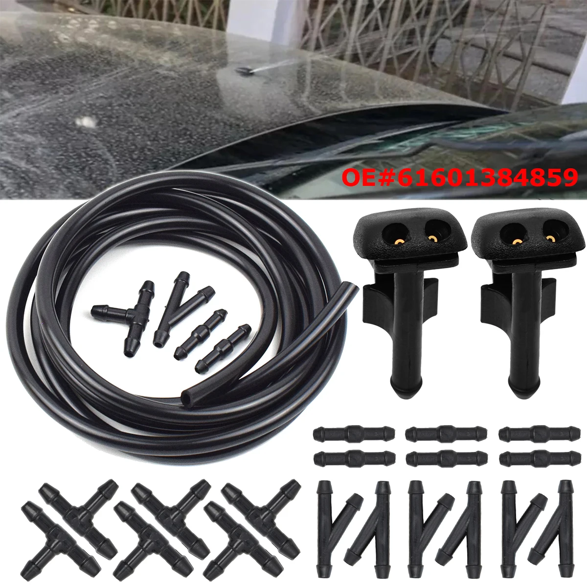 Front Windshield Wiper Washer Jet Nozzle Hose Pipe Kit For BMW E36 318i 318is 318ti 323i 323is 325i 325is 328i 328is 61601384859